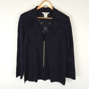 Exclusively Misook Women's Navy Open Knit Jacket